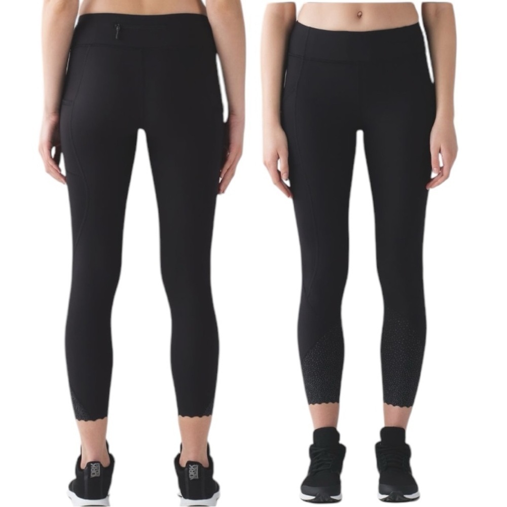 Lululemon Tight Stuff Tight II 25" Black Women's Size 6 Compression Reflective